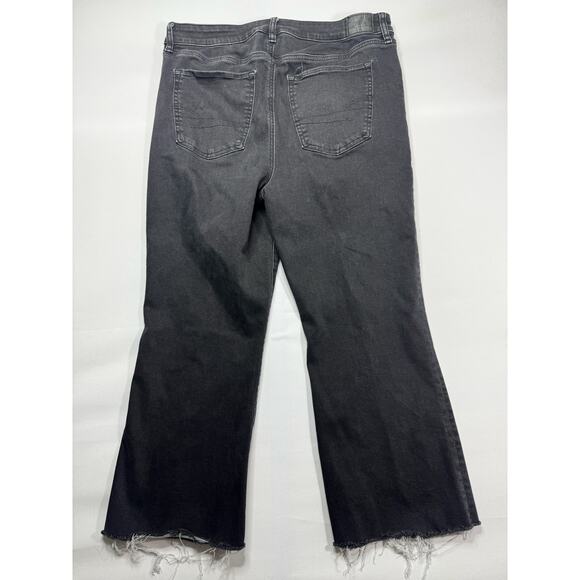 American Eagle Women's Kick Boot Crop Black Denim Jeans - Size 14 Short (34x24) - Picture 2 of 6